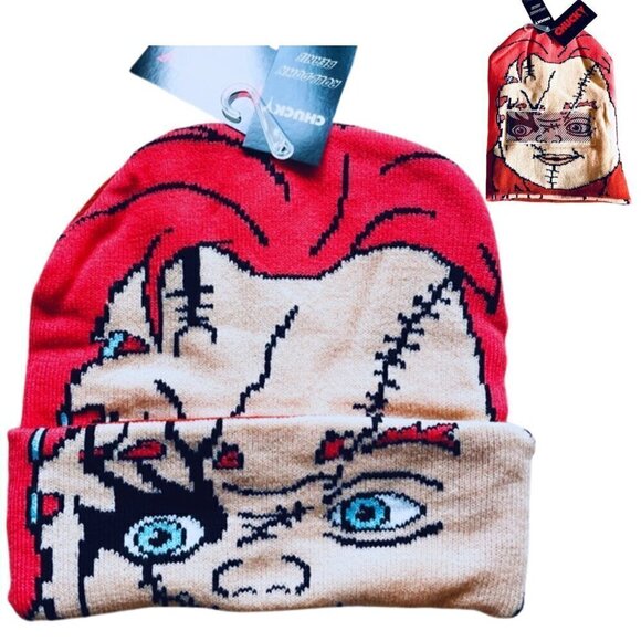 NWT CHUCKY Roll-Up Flip-Down Beanie 🎃🩸One Size Fits Most (Adults) - Halloween - Picture 1 of 10